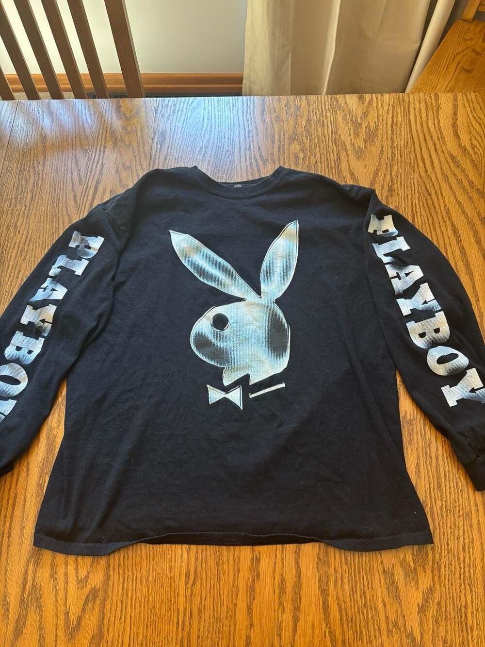Playboy Black Long Sleeve Shirt with Rabbit Head Logo